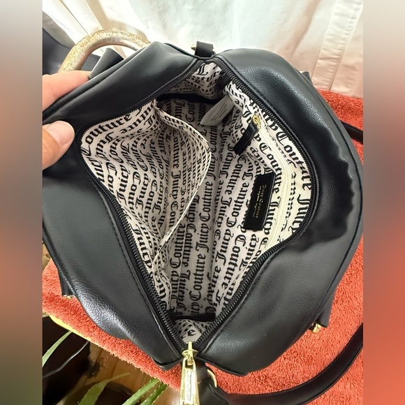 Juicy Couture Black FauxLeather Convertible Crossbody Shoulder Satchel Purse EUC - Picture 8 of 8